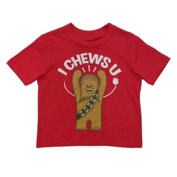 Star Wars Chewbacca "I Chews U" Red Long-Sleeve Toddler T-Shirt 12M - Picture 1 of 4